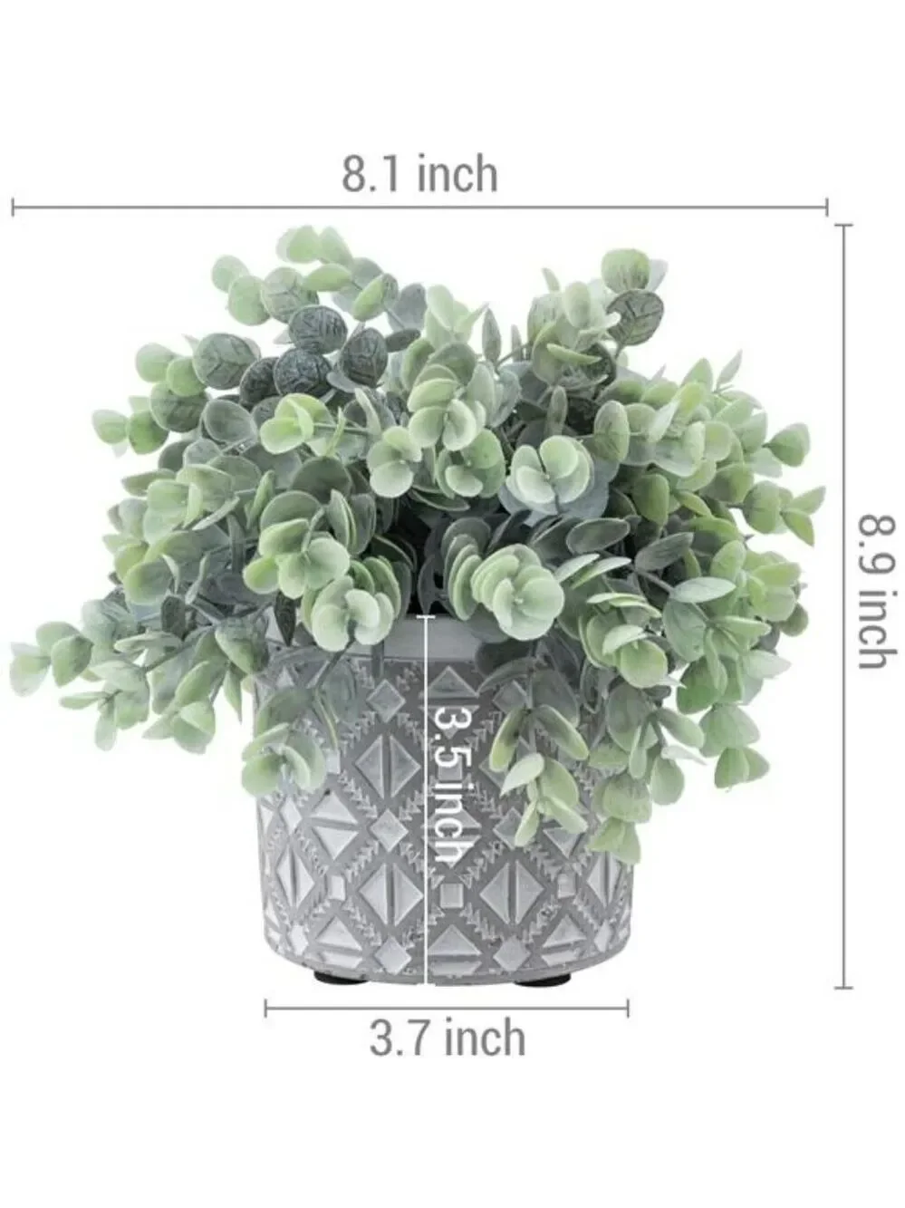 Artificial eucalyptus plant faux greenery in gray concrete pot home office decor